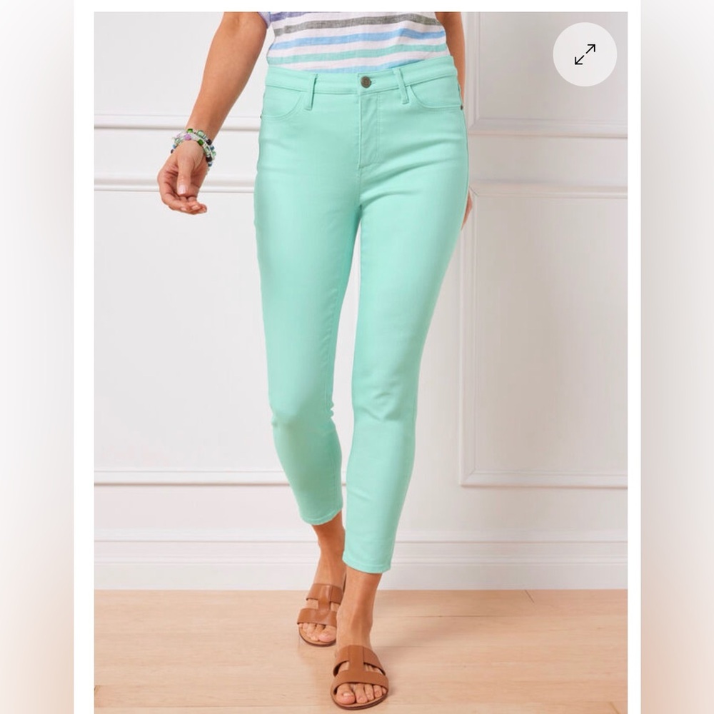 NWT Talbots Slimming Jegging Crop, Teal Green, Size 10